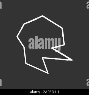 Geometric figure chalk icon. Decorative element with cut edges. Simple graphic print. Abstract shape. Isometric form. Broken fractal. Spot with sharp Stock Vector