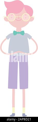 young man character cartoon with bowtie vector illustration Stock Vector