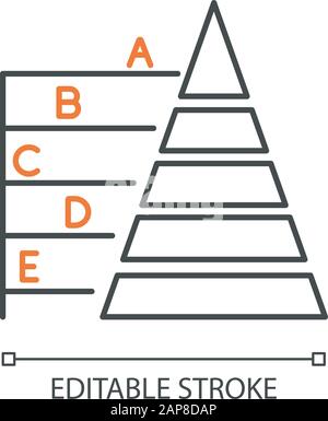 Pyramid graph linear icon. Info hierarchy chart. Data connection presentation. Business model visualisation. Thin line illustration. Contour symbol. V Stock Vector