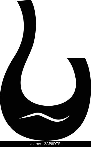 Decorative swan decanter glyph icon. Wine service. Alcohol beverage. Party, holiday, celebration aperitif drink. Winery. Silhouette symbol. Negative s Stock Vector