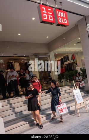 Uniqlo Japanese clothing retailer opens first store in Vietnam inside the Parkson shopping mall, Ho Chi Minh City, Vietnam Stock Photo