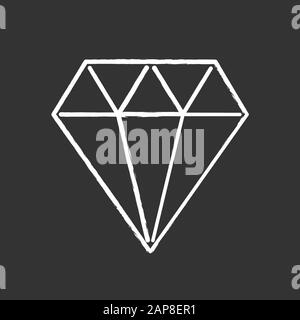 Diamond chalk icon. Flat crystal. Decorative brilliant. Jewelry element. Gemstone, precious stone. Polygonal geometric figure. Abstract shape. Isometr Stock Vector