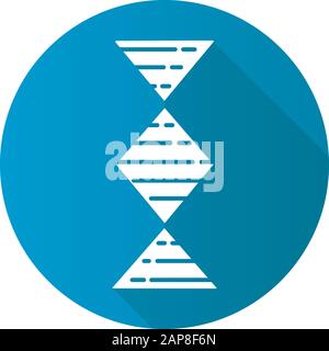 Diamond-shaped DNA helix blue flat design long shadow glyph icon. Deoxyribonucleic, nucleic acid. Spiraling strand. Chromosome. Molecular biology. Gen Stock Vector