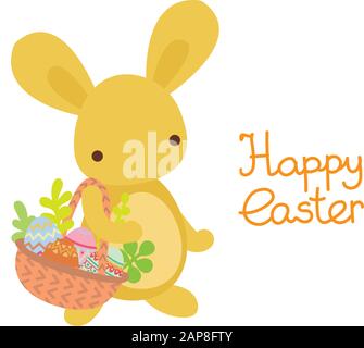 Vector easter bunny with basket full egg Stock Vector