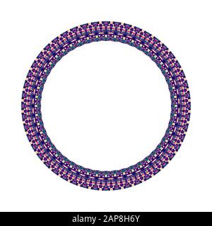Isolated colorful abstract tiled mosaic circle frame - geometrical circular vector element on white background Stock Vector