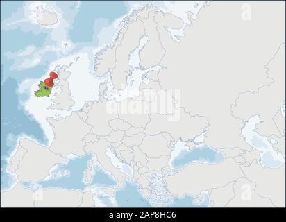 Republic of Ireland location on Europe map Stock Vector