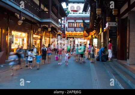 Shanghai, China. yuyuan market, local market, traditional wood houses. Stock Photo