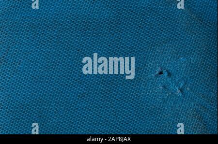 Macro image of the worn blue nylon fabric Stock Photo