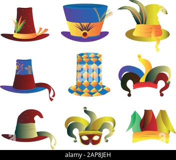 Set of mardi gras icons Stock Vector