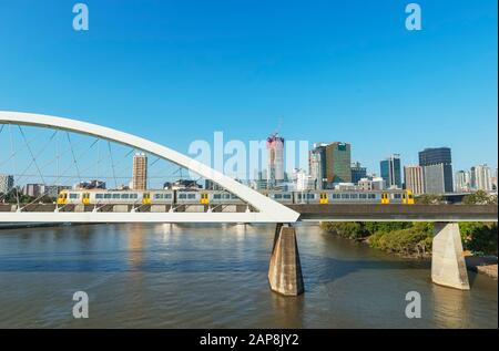 Skyline of Central Business District (CBD) and Brisbane River, Brisbane, Queensland, Australia Stock Photo