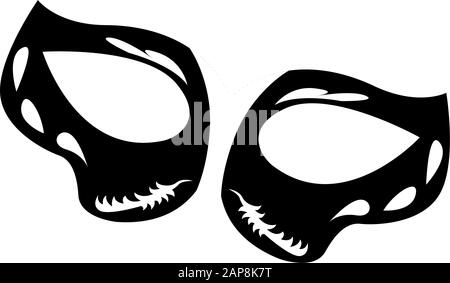 outline silhouette theater masks icon set isolated on white background  14764038 Vector Art at Vecteezy