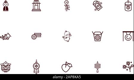 bundle of chinesse new year set icons Stock Vector