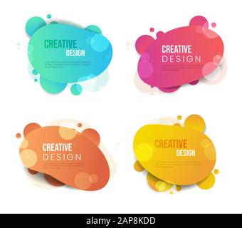 Creative design vector banner templates set. Trendy abstract backgrounds collection with copyspace. Flamboyant gradient multicolor backdrops with stylish paint bubbles and typography Stock Vector