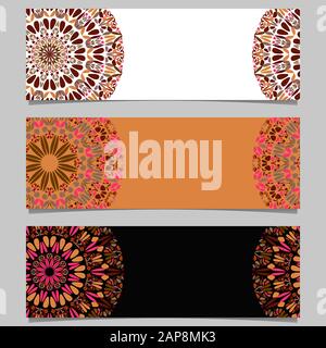 Abstract floral mandala banner background set - colorful vector graphic designs with geometrical mandalas Stock Vector