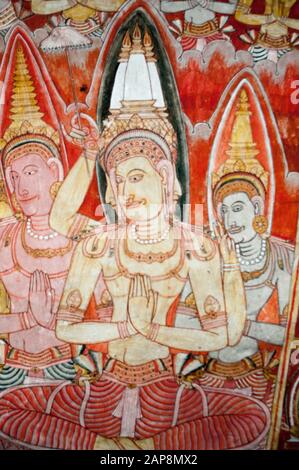 Frescoes in the Buddhist cave temples at Dambulla, Sri Lanka Stock Photo
