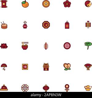 bundle of chinesse new year set icons Stock Vector