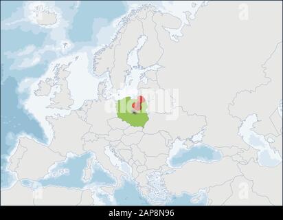 Republic of Poland location on Europe map Stock Vector