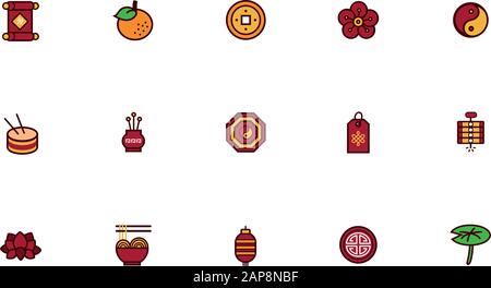 bundle of chinesse new year set icons Stock Vector