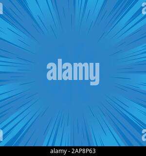 Blue rays comic pop art retro background. Vector illustration. Stock Vector
