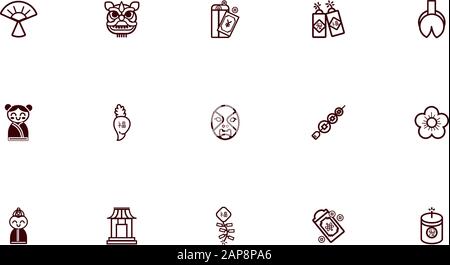 bundle of chinesse new year set icons Stock Vector