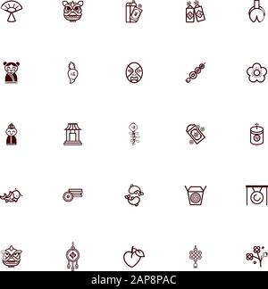 bundle of chinesse new year set icons Stock Vector