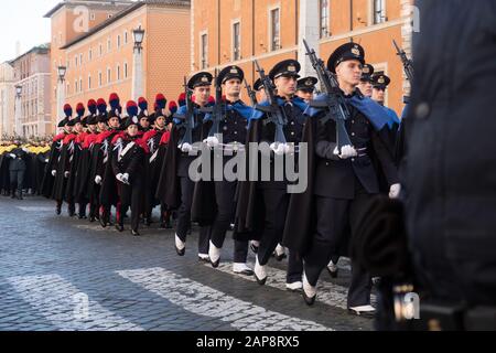 Vatican City, 25th December, 2019. The Military Corps parade during the Holy Mass in St. Peter's Square in Vatican City to celebrate the traditional ' Stock Photo