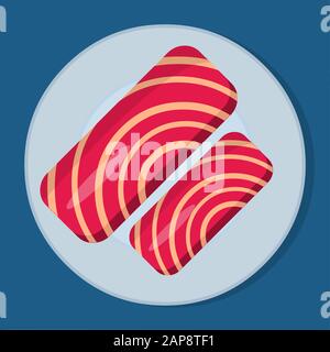 salmon slice on the plate isolated vector illustration Stock Vector