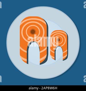 fish steak fillet on the plate isolated vector illustration Stock Vector