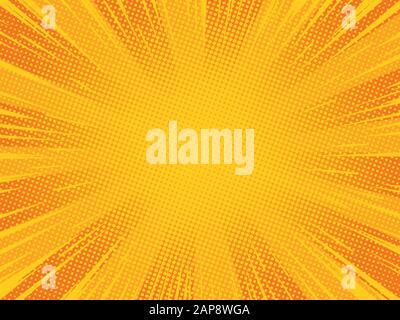 Radial orange comic explosion background. Vector illustration. Stock Vector
