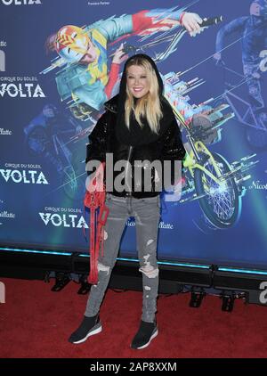 Los Angeles, USA. 21st Jan, 2020. Tara Reid arrives at the Cirque Du Soleil VOLTA Los Angeles Premiere held at the Dodger Statdium in Los Angeles, CA on Tuesday, ?January 21, 2020. (Photo By Sthanlee B. Mirador/Sipa USA) Credit: Sipa USA/Alamy Live News Stock Photo