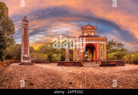 Historic Tu Duc Tomb in the city of  Hue in Vietnam Stock Photo
