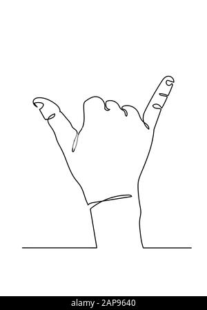 Continuous line drawing of Hand showing middle finger Stock Photo - Alamy