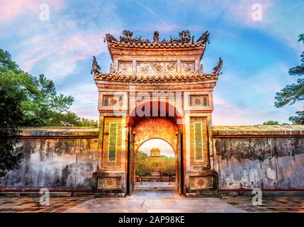 Historic Tu Duc Tomb in the city of  Hue in Vietnam Stock Photo