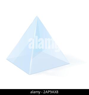 Transparent pyramid. 3d glass blue geometric shape Stock Vector