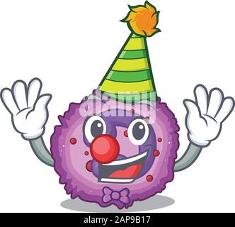 Funny Clown eosinophil cell cartoon character mascot design Stock Vector