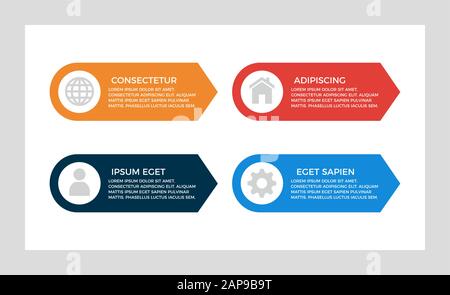 Set of blue and red, orange elements for infographic presentation slides with charts, graphs, steps, arrows. Stock Vector