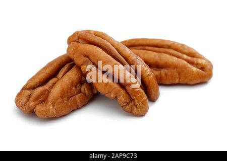 Peeled pecan nuts isolated on white background Stock Photo