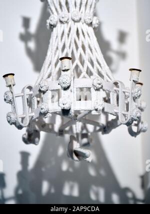 14 January 2020, Saxony-Anhalt, Halle (Saale): A typical salt chandelier of the Halloren hangs from the ceiling of the Technical Halloren and Salt Museum in Halle. The museum will be completely renovated and converted by 2022. After the refurbishment, around 60,000 visitors per year are expected. Until then, selected museum objects will be on display at the Stadtmuseum Halle from April 2020. Photo: Hendrik Schmidt/dpa-Zentralbild/ZB Stock Photo