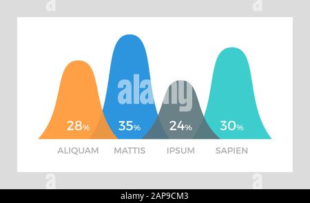 Set of blue, black, orange and turquoise elements for infographic presentation slides with charts, graphs, steps, timeline, circles, number options. Stock Vector
