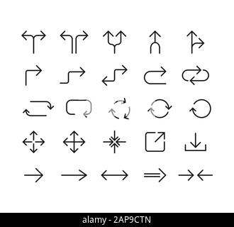 Vector illustration, flat design Line Arrow icon set Stock Vector