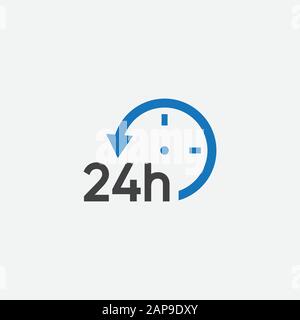 24 hours online vector icon, 24h support icon, Non stop working shop or service symbol, 24h Flat icon vector illustration Stock Vector