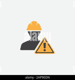 Construction Worker Icon vector Person Profile Avatar With Hard helmet and Jacket, builder man in a helmet, icon, vector illustration Stock Vector