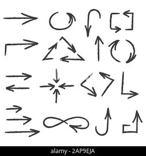 Hand drawn arrows. Black signs Stock Vector