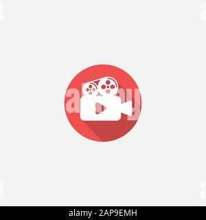 Video Recorder Icon Vector Illustration, camera movie icon, video sign, cinema symbol, video camera flat icon, Video camera illustration design Stock Vector