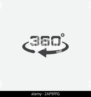 360 view icon graphic design template vector, 360 degrees angle icon in trendy flat style, Icon vector of 360-degree app for 360-area view Stock Vector
