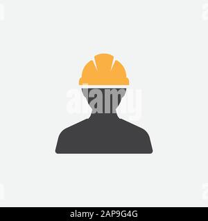 Construction Worker Icon vector Person Profile Avatar With Hard helmet and Jacket, builder man in a helmet, icon, vector illustration Stock Vector