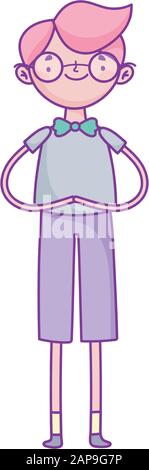 young man character cartoon with bowtie vector illustration Stock Vector
