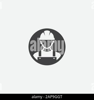 Construction Worker Icon vector Person Profile Avatar With Hard helmet and Jacket, builder man in a helmet, icon, vector illustration Stock Vector