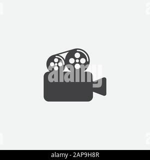 Video Recorder Icon Vector Illustration, camera movie icon, video sign, cinema symbol, video camera flat icon, Video camera illustration design Stock Vector