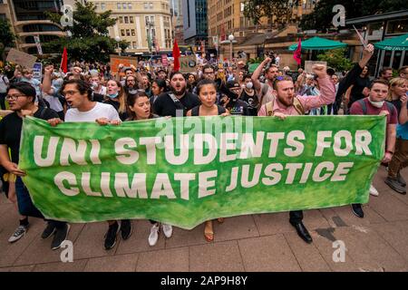 Sydney, Australia - December 11, 2019 - 20000 protesters march in a huge rally, asking for government action on the climate crisis. Stock Photo